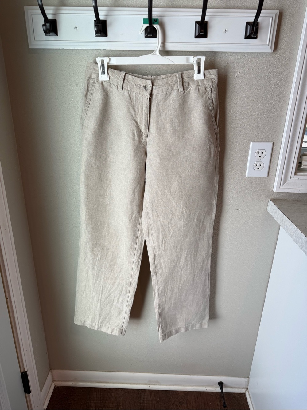 Women’s Beige Casual Pants - Neutral Straight Fit linen